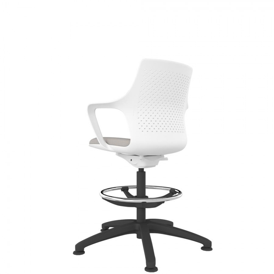 White Perforated Shell Draughtsman With Black Swivel Base